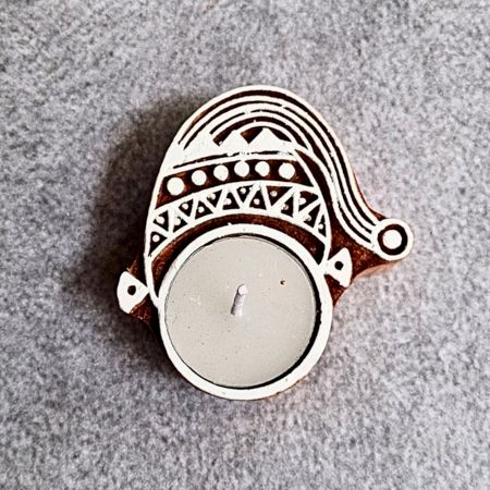 Handmade Wooden T Light Candle Set of 5 Decor
